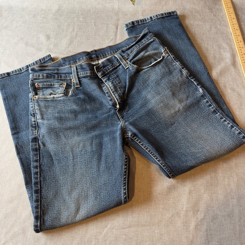 Levis‎ 514 Straight Fit Jeans Mens 34x30 Medium Wash Blue Stretch Denim Utility